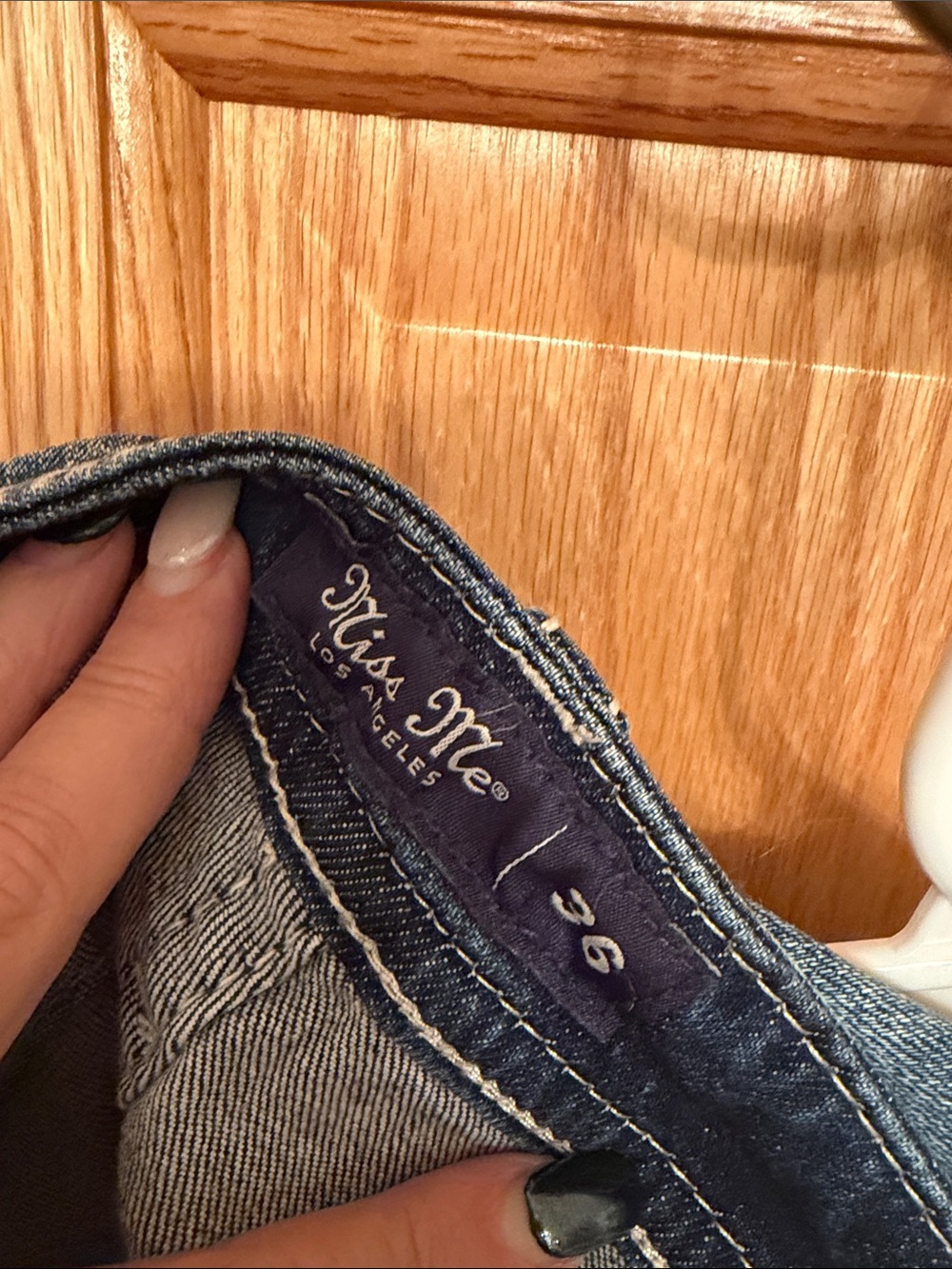 Miss Me Womens Distressed Blue Denim Jeans with Embroidered Pocket - Picture 8 of 10